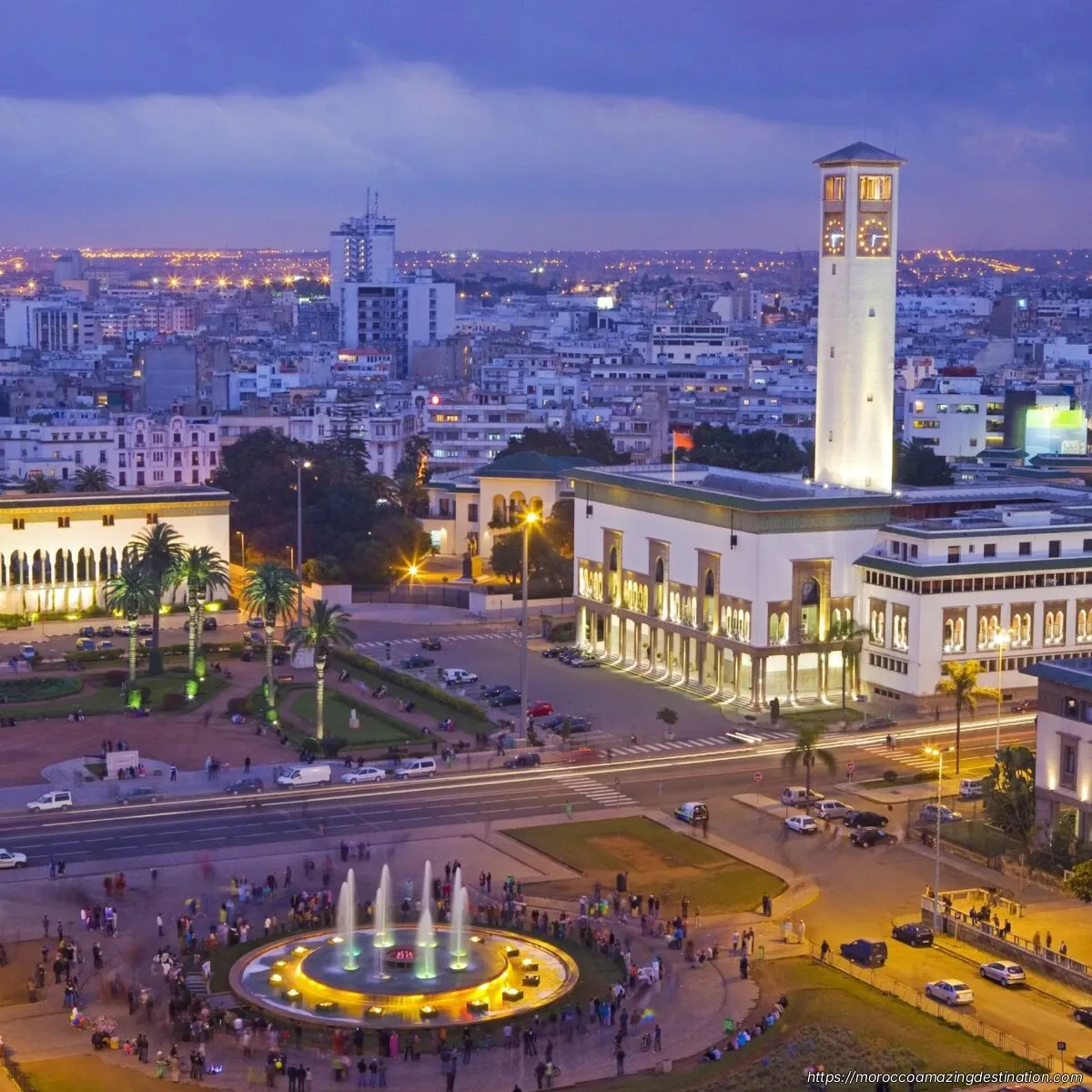 Casablanca cityscape with Hassan II Mosque coast