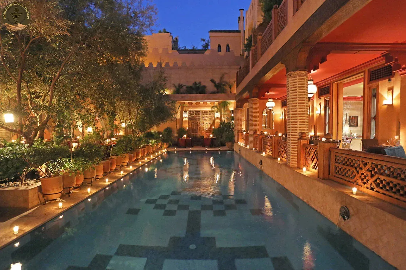 Festive riad courtyard in Marrakech